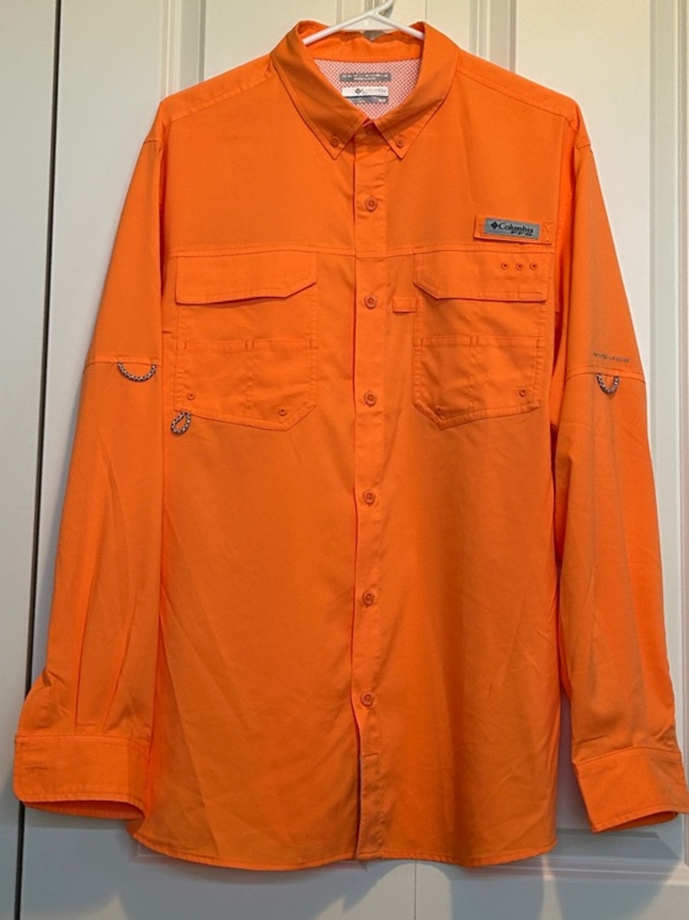 EUC Columbia PFG Blood & Guts III Long Sleeve Fishing Shirt - Orange